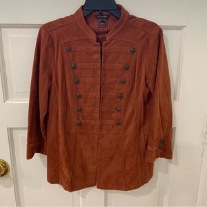 Multiples Women’s Faux Suede Military Button Style Blazer Jacket Fall Size Small